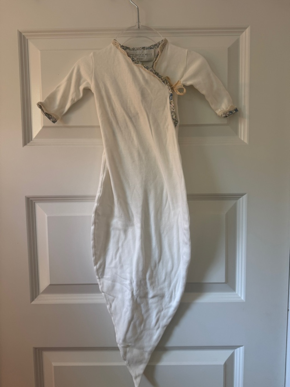 Organic Cream Infant Sleep Sack with Floral Trim